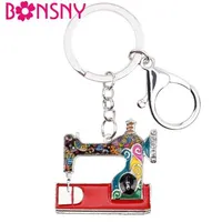 Bonsne Metal Sewing Machine Nyckelring Key Ring Handväska Väska Nya Trendiga Smycken För Kvinnor Enamel Keychain Tillbehör