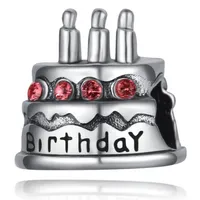 Großhandel 30 STÜCKE Tibet Silber Rosa Strass Geburtstagskuchen Design Legierung Metall großes loch Perlen fit Europäischen Armband DIY Schmuck