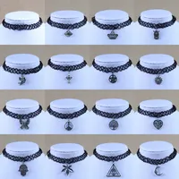 Fashion Selling Handmade Choker Necklace Stretch Classic Gothic Tattoo Choker Necklaces Lace necklaces 100pcs/lot T2C282