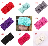 Xmas INS Girls Kids Winter Big Wool Crochet Headbands Flowers for Baby European Style Ear Warmers Children Braided Headbows Baby Beanies Cap