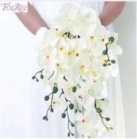 Fengrise sztuczne kwiaty orchidei biała orchidea phalaenopsis panna młoda ślub bukiet motyl orchidea bridal prysznic dekoracja