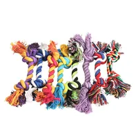 Animais de estimação cão algodão mastigo knot brinquedos coloridos duráveis ​​trançados corda de osso 18 cm engraçado cães gato brinquedo b3