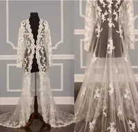 2018 Lace Bridal Jackets mangas compridas casaco de noiva trem de varredura capas de casamento Wraps Bolero jaqueta de casamento vestido envolve envoltórios venda quente
