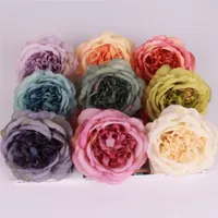 Konstgjorda dekorativa peonyhuvud Simuleringstee Rose DIY Silk Flower Head for Wedding Home Party Decoration Målning 11st / Lot