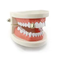 Shining CZ Pave Dental Grillz Gold Silver Color Hiphop Teeth Grills Top Side Grills Rock Men Women Jewelry
