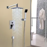 New Wall Mounted Rainfall Shower Head Arm Control Valve Handspray Faucet Set Bathroom High Pressure Shower Set Sale