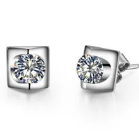 Joli 0.3Ct / Pièce 925 Sterling Silver Earrings Stud Round Cut Diamants Synthétiques Stud Boucles D'oreilles Or Blanc Couleur Bijoux pour elle