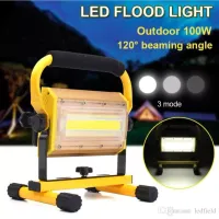 Dimmerbar 100W Portable LED Floodlight Trådlös Arbetslampa Uppladdningsbar COB LED Flood Light Spot Outdoor Working Camping Lamp Lampor