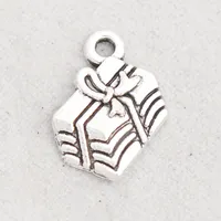 Antique Silver Plated Alloy Gift Box Charms Metal Christmas Present Box Pendant Charms 12*17mm AAC1688