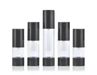 bouteille de lotion spray airless, vide 15 ml 30 ml 50 ml corps transparent couvercle de pompe noir / fond Cosmetic Container SN1803