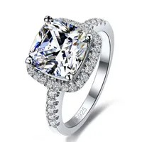 Luxe ring 925 sterling zilver gevuld witte saffier edelzirkonia gouden vrouwen bruiloft verlovingsband ring gift US 5/6/7/8/9