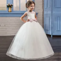 Children Graduation Gowns Kids Clothes Little Girls Events Dress Girls Costume Teenager School Outfits Summer White Wedding Gowns for 5-14 T