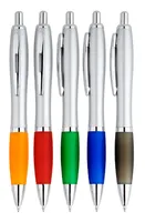 Высокое Качество Отель Пластиковая шариковая ручка Серебряная Бочка Colourfull Grip Отпечатка Индивидуальные Логотип Адрес Название компании Название компании Тель Номер сайта