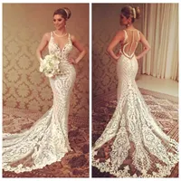 Sheer Beautiful Lace Slim Mermaid Wedding Dresses Custom Bridal Gowns 2020 Custom Online Vestidos De Court Train Cheap Wedding Dress
