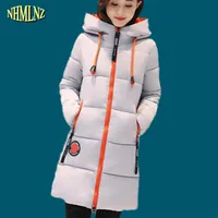 Wholesale- 2017 Fashion Winter jacket Long section Warm Women Cotton coat Long sleeve Hooded Solid color Women Outerwear plus size WK203