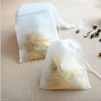 Promocja New Teabags 100 szt. Partia 5,5 x 7 cm Puste Teabags z sznurkiem Heal Seal Filter Paper do Herb Loose Tea Bag