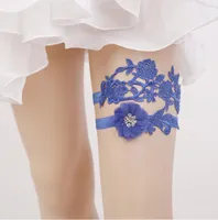 Горячая распродажа королевский синий 2 шт/набор кружева свадебные подвязки свадебные аксессуары с цветами ручной работы для свадьбы