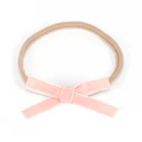 Headband de nylon com velhinhas de fita de veludo artesanais mini bow faixa de cabelo para bebês Newbron acessório de cabelo 180 pcs / lote