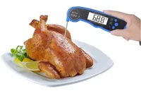折りたたみデジタル調理食品検出器肉の家庭用温度計測定器キッチングリル4ボタンステンレススチールSN587