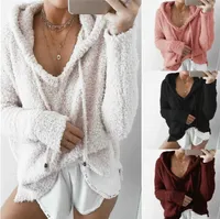 Vrouwen kleding roze winter warme hoodies losse schattige fleece pullover vrouwen kleding goedkope groothandel gratis verzending
