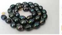 Livraison gratuite superbe 12-13mm baroque Tahitian noir vert collier de perles rouges 18 "14k