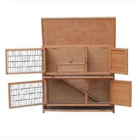 Free shipping wholesales 2 Tiers Waterproof Chicken Coop Rabbit Hutch Wood House Pet Cage for Small Animals