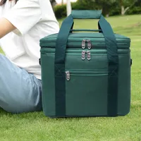 11 piezas 2x8x10in Green Lunch Cooler Bag Soft-Sided Lunch Tote Bag plegable Organizador de almuerzo Neveras portátiles para viajes, playa, camping
