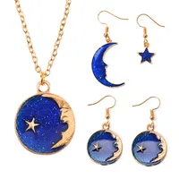 Colliers de mode Pendentifs Dream Planet boucles d'oreilles fille Blue Star boucles d'oreilles Long Asy pendentif colliers bijoux haut de gamme cadeau pour maman | FILLE