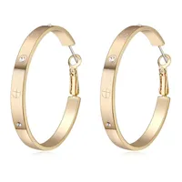 Boucles d'oreilles à cerceau de couleur de couleur dorée de 4,6 cm pour femmes de mariée mariée bijoux 2018 Cadeau de mode