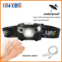 Mini uppladdningsbar LED-strålkastare 4000LM Body Motion Sensor Headlight Camping Ficklampa Huvudlampa Torchlampa med USB