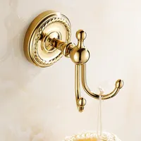 Europäischer Carving Handtuchhaken Badezimmer-Hardware Hängende Haken Wand montiert antike runde Basis Handtuchhalter Robe Haken vergoldet