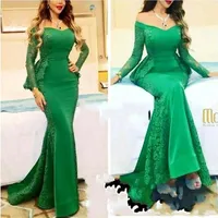 2019 Myriam Fares maniche lunghe abiti da sera 2019 Mermaid abiti lunghi del partito Off spalla Celebrity abiti dal tappeto rosso arabo BC0088
