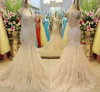 2020 Darmowa Wysyłka Custom Made Gorgeous Beaded Crystal Borsy Mermaid V Dekolt Suknie Pagewne / Party Prom Evening Dresses HY127