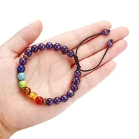 7 Chakra Naturstein Yoga Strähnen Armband Türkis Achatheilung Gleichgewicht Reiki Perlen Armbänder Frauen Männer Mode Schmuck