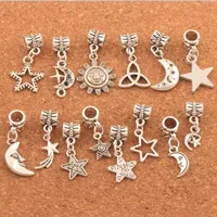 Mieszane Star Moon Metale Sun Metale Charm Koraliki 280 sztuk / partia Tybetański Silver Dangle Fit Europejskiej Bransoletki DIY Gorący Sprzedam
