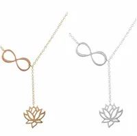 Lotus número 8 collar colgante infinito, collar de clavícula de metal de moda y cadenas para mujeres niñas