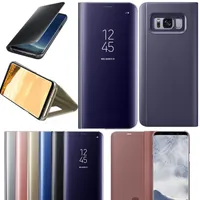 Fundas metálicas oficiales Smart Mirror Window View Stand Funda con tapa para Samsung Galaxy S10 E 5G S9 Plus S8 Note 10 10+ 9 8 a prueba de golpes