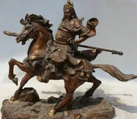 WBY --- 412 +++ 11" Chinese Bronze Guan Gong Yu Krieger Gerechtigkeit Gott auf Pferd Halten Schwert Statue
