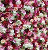 3D Artificial Flower Wall Wedding Background New Hydrangeas Royal Rose Lawn Pillar Fake Flower Plate Road Lead Home