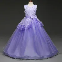 Güzel Dantel Çocuk Elbise Aplikler Boncuklu Çiçek Kız Elbise Çocuk Abiye Giyim İçin Düğün İlk Communion Elbise vestido comunion