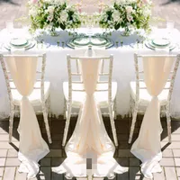 Romantic Chiffon Wedding Chair Sashes Handmade Celebration Birthday Party Event Chair Covers Decor Wedding Chair Sashes Bows 150*50 CM