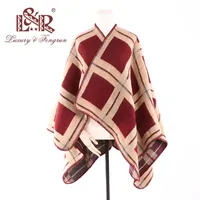 2018 kasjmier plaid vrouwen poncho winter dubbele kanten vrouwelijke wol sjaal dikkere foulard femme gebreide deken sjaal en cape