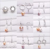 Pearl Earrings Settings 925 Sliver Stud Earring 16 Styles DIY Pearl Earring Jewelry Settings Suitable for Pearl 6mm and Above Christmas Gift