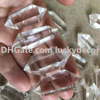 5PC Polisée Clear Clear Crystal Point Crystal Point Prisme Double Terminé Naturelle Naturelle Naturelle Blanc Cristal Quartz Guérison Minérale Méditation Baguette de pierre