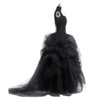 Gothic Vintage Black Wedding Dresses 2020 Ball Suknia Gorset Luce Up Ruffles Floral Suknie Ślubne Seksowne Suknie Panny Młodej