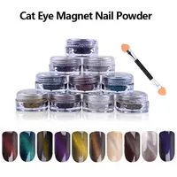 10 couleurs 3D Effet Cat Eye Poudre Aimant Poudre D'ongle Magnétique Paillettes Nail Art Pigment DIY Manucure