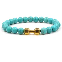 3 färger hantel charms strand armband kallaite sten pärlor armband buddha yoga strenk smycken
