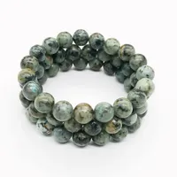Bracelet turquoise africaine de 10 mm, bracelet de pierres précieuses, perles rondes turquoises, bracelet élastique, bracelet de bonne chance