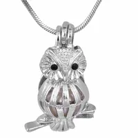 2018 baby owl pearl accessories Locket Hollow out Locket Cage Colgante Joya Ojos Charm Jewelry P95