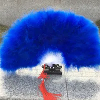 Free Shipping 2pcs lot Thicken Fluffy Folding Marabou Wedding bridal shower party photo props feather hand fans